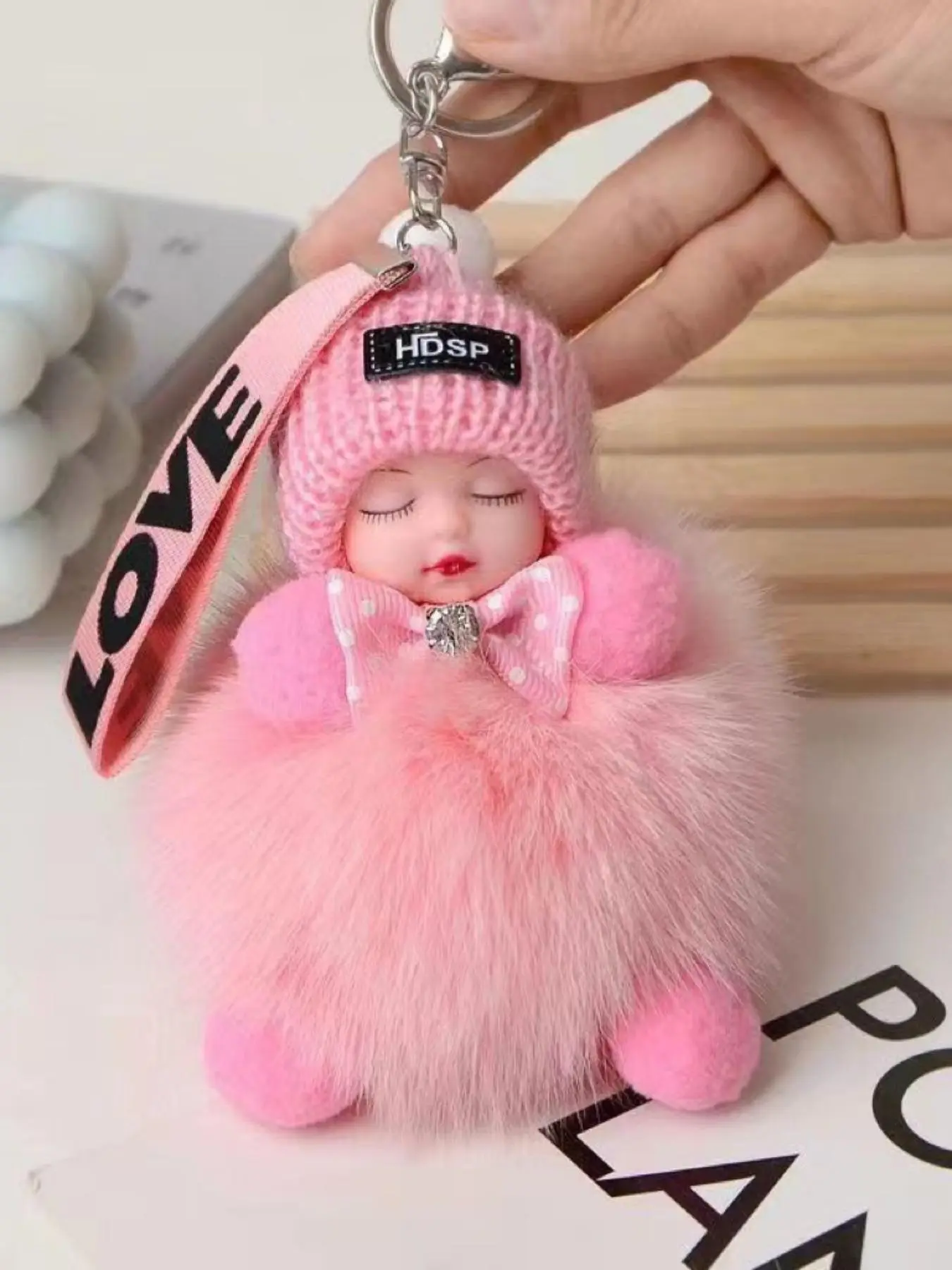 1pcs Vibrant Color, Luxurious Soft Plush, Cute Sleeping Plush Doll Keychain Pendant, Ideal Gift For Backpack Or Car Key Car Accessories Bag Charm Backpack For School Keychain Charms