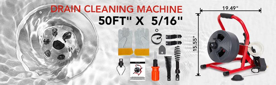 【GARVEE】50Ft x 5/16 Inch Drain Cleaner Machine, Electric Drain Auger Professional for 3/4 to 3 Inch Pipes