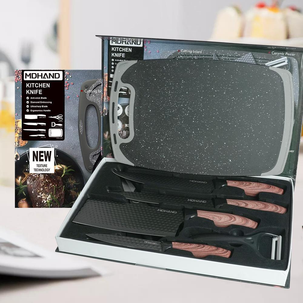 Kitchen Knife Set - Professional Chef's Knife, Slicing Knife, Scraper, Scissors and Cutting board - High Carbon Stainless Steel with Ultra-Sharp Blades, Best Gift Kitchen Knife Set - Professional Chef's Knife, Slicing Knife, Scraper, Scissors and Cutting board - High Carbon Stainless Steel with Ultra-Sharp Blades, Best Gift