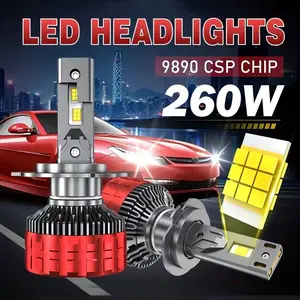 2-Pack H4/h7 LED Bulbs, High Power 260w, 6000k, Canbus Compatible, for 12V/24v Car Headlights, Models H1, H11, H8, H3, Hb3, Hb4, 9005, 9006, 9007, Hb5, 9008, H13, 9012