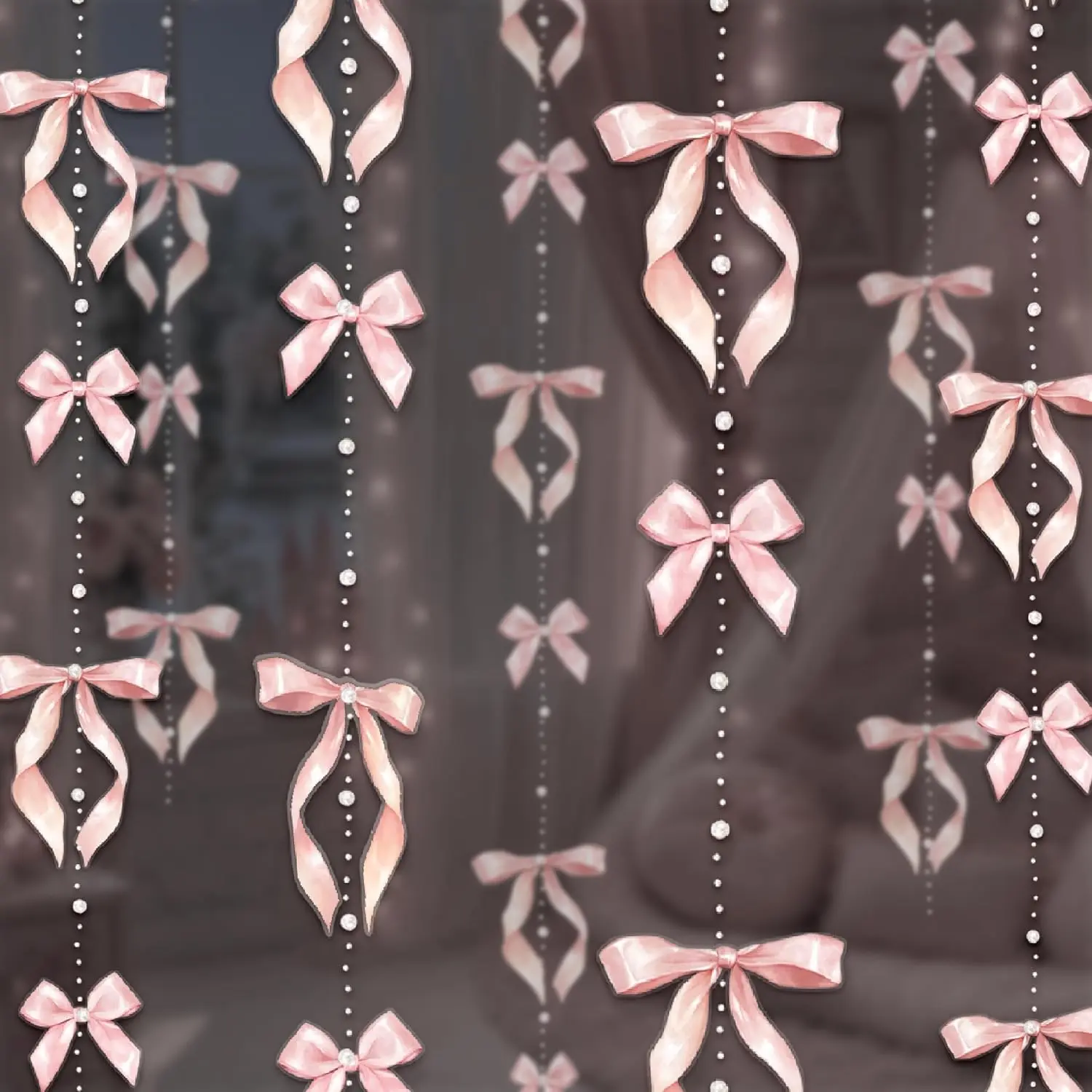 6.3ft Long Pink Bow Garland with Bow Strings & Pearl Beads - Girls' Parties Wall Hangings, First Birthday Decor for Girls, Baby Shower Hanging Photo Backdrop Streamers Banner, Coquette Themed Supplies