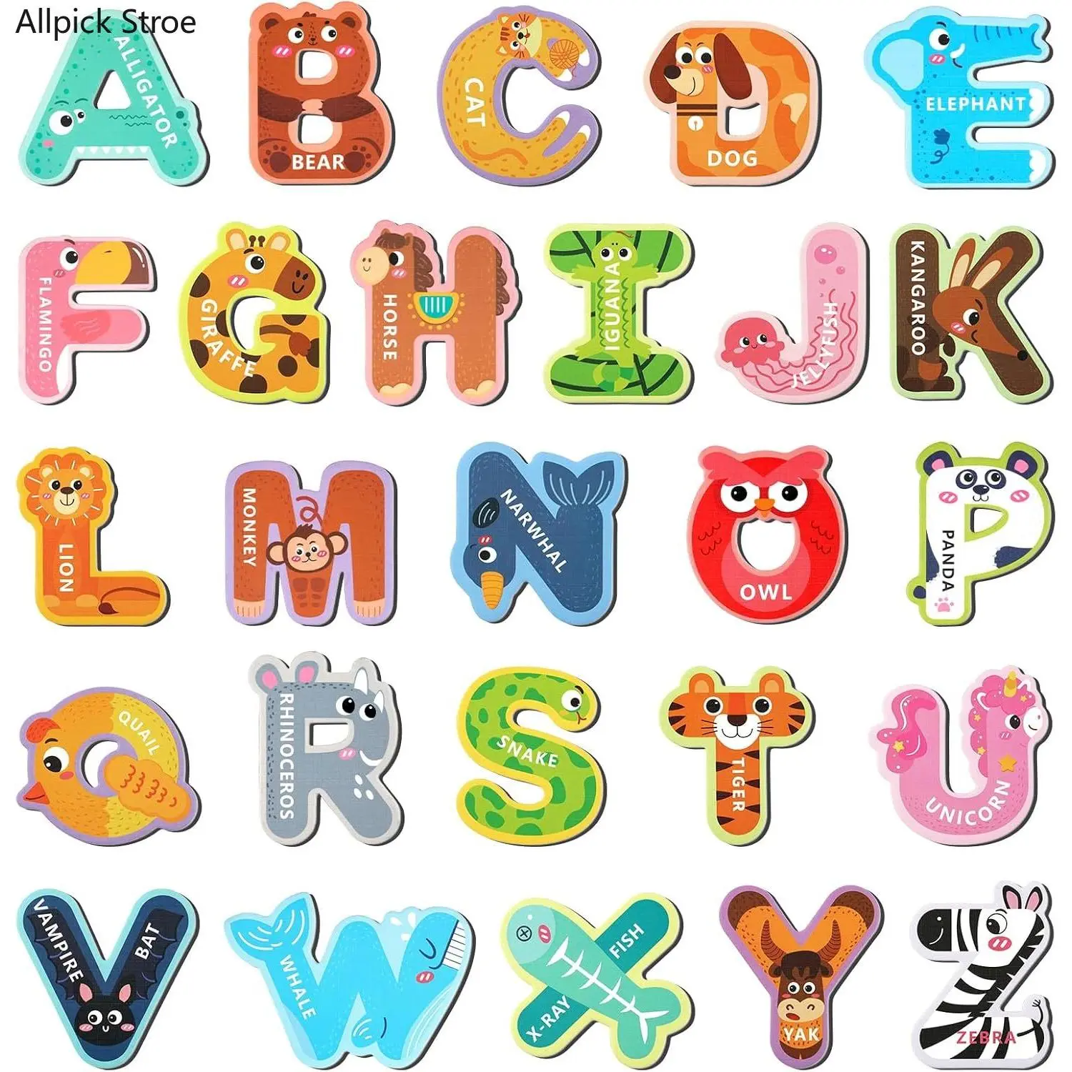 26PCS Animal Alphabet Magnets for Kids, Large Fridge Letter Magnets for Preschool Learning, Montessori Educational Toys for Spelling Games, Toddler Learning Set for Home, Classroom & Early Education Gift