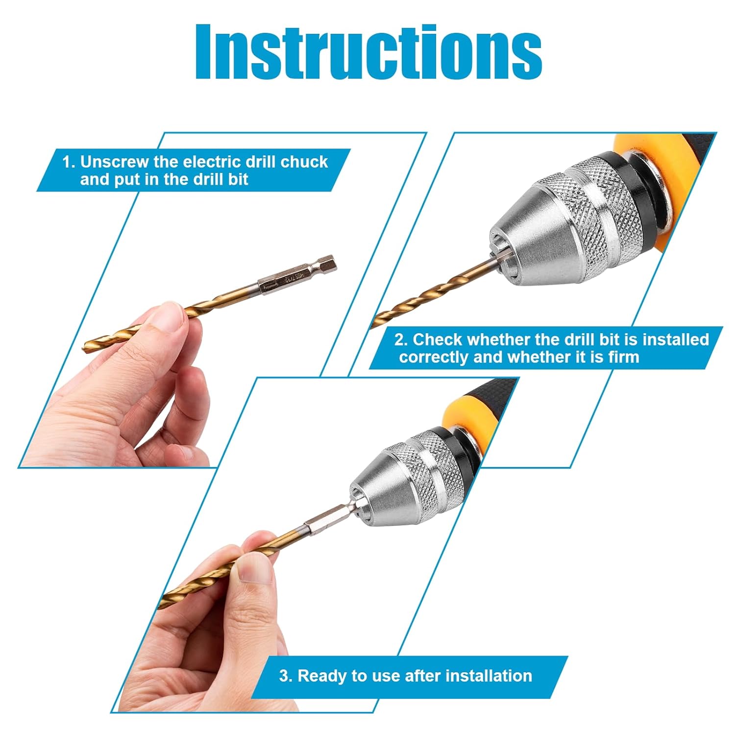 19 PCS Hex Shank Drill Bit Set, 1/16"-1/4" HSS Titanium Coated Twist Bits for Metal Wood Plastic, 4241 High Speed Steel Small Quick Change Drill Bits with Holder