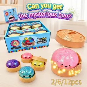 2/6/12 Pack Shiny Glossy Dumpling Baozi Surprise Blind Box Set, Creative Slow Rebound Squishy Fidget Toy for Daily Anxiety Relief, Rare Collectible Ornament Portable Workspace Calming Trinket Holiday Swap Keepsake