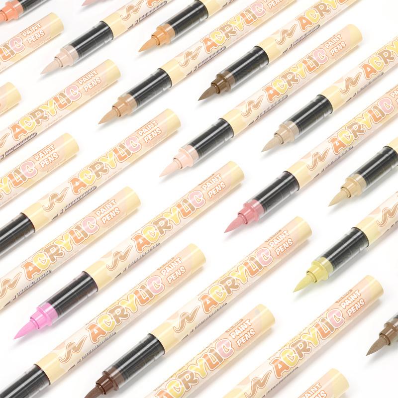 Skin Tones Art Markers,Straight liquid Soft Brush Tip Acrylic Paint Pens, Quick-Drying Waterproof Acrylic Paint Markers for Illustration Sketching, Wood,Glass,Fabric,Rocks Painting, Art Craft Supplies, Art Materials