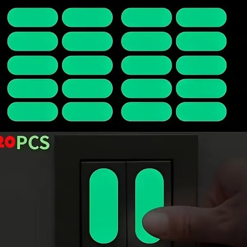 20pcs Glow-In-The-Dark Decorative Switch Stickers, Night Safety Fluorescent Labels, Car Motorcycle Room Switches, Durable & Easy-To-Use