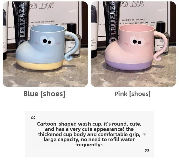 Food-Grade Plastic Cute Cartoon Tumbler Set with Durable Compact Storage Rack, Bathroom Organizer and Decor, Ideal for Couples, Home Use