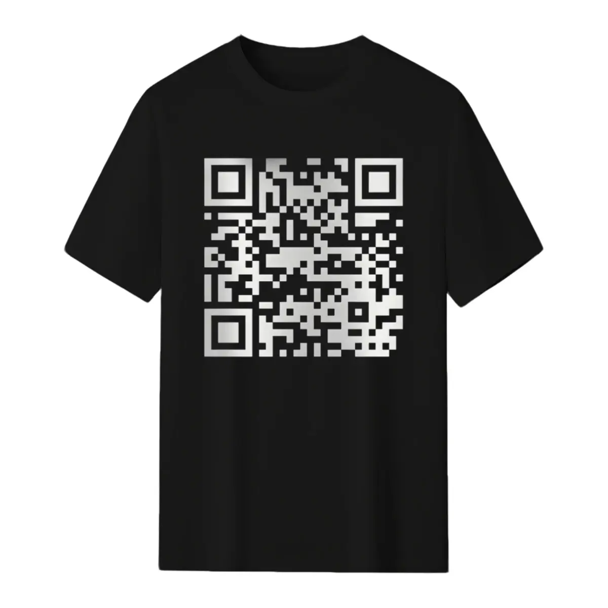 Men's Stylish Graphic FU QR Code Meme T-Shirt - Black Soft Cotton Round Neck Shortsleeve Menswear Top, Lightweight Fitted Casual Streetwear for Everyday Outdoor Wear