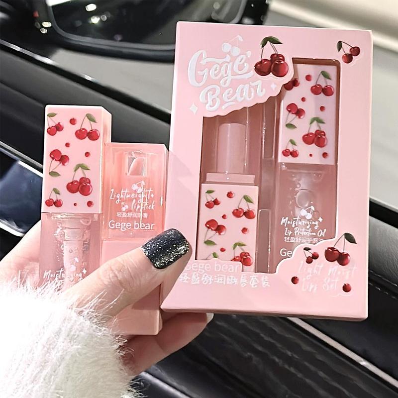 Moisturizing Lip Balm & Lip Oil, 2 Counts/set Hydrating Glossy Lip Glaze Stick, Plumping Lip Oil Lipstick for All Occasions Makeup, Girls and Women