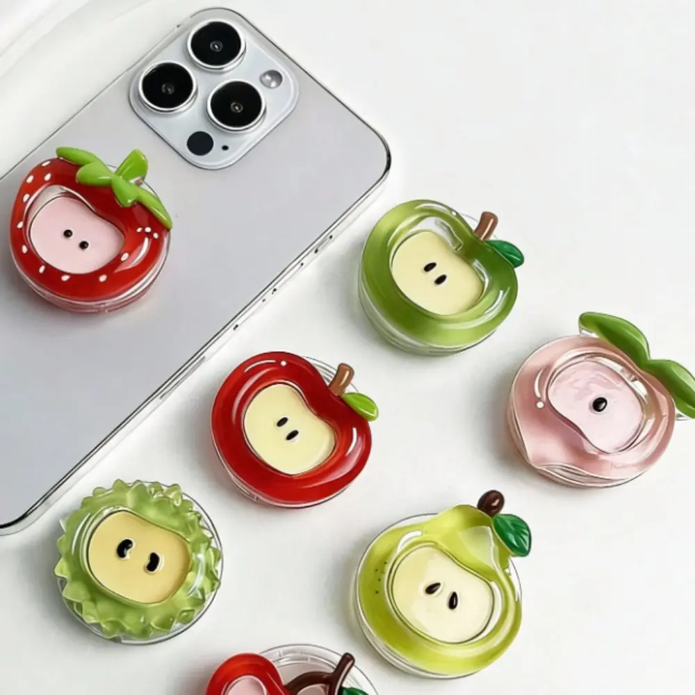 Creative Cute Strawberry, Apple, Peach, Durian Sticker Phone Holder, Classic Personalized Desktop Airbag for Phone Telescopic Stand, Pop-up Socket Phone Holder, Phone Accessories, Phone Holder, Small Gift for Couples, Relatives and Friends