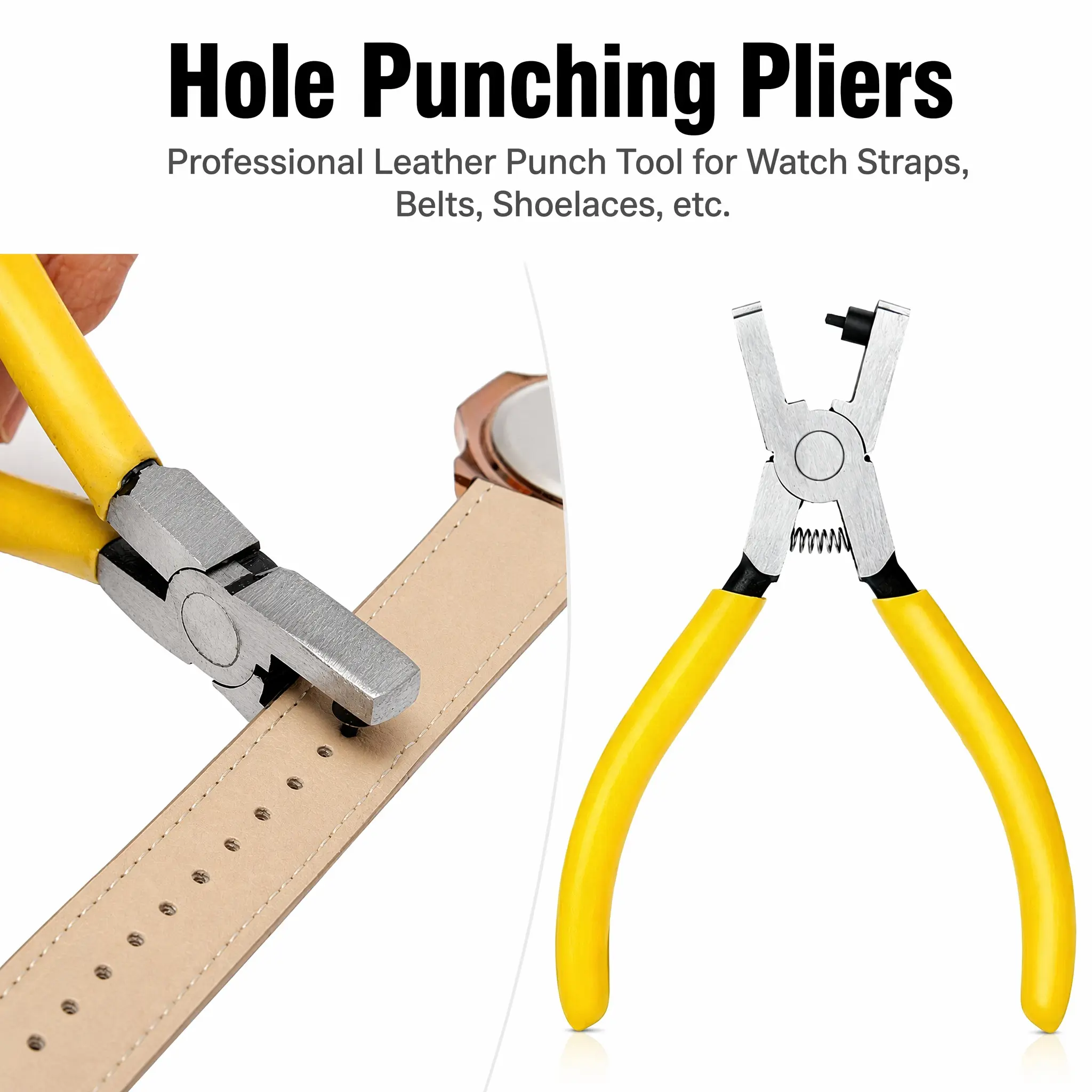 Hole Punching Pliers, Professional Leather Punch Tool for Watch Straps, Belts, Shoelaces, Sandals and Tags, Hand Tool, Metal Hole Punch-YY1