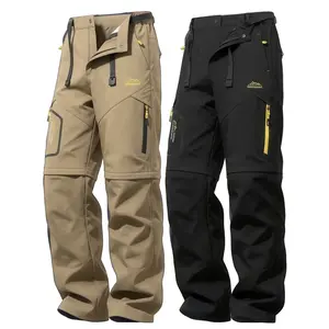 Men's Zip-Off Convertible Tactical Pants - 2-in-1 Cargo Shorts with Belt, Multi-Pocket, Quick-Dry, Water-Resistant Menswear Apparel for Outdoor Hiking, Office Work, Human Activity Beige Casual