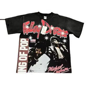 Valley Dreams Vintage Washed Michael Jackson Tour T-Shirt, Y2K Hip Hop Retro Heat Transfer Print Heavy Cotton Crew Neck Short Sleeve, Mens Oversized Unisex Casual Summer Top, Breathable 90s Retro Aesthetic Tee for Music Festival Streetwear, 2026 TikTok Sh