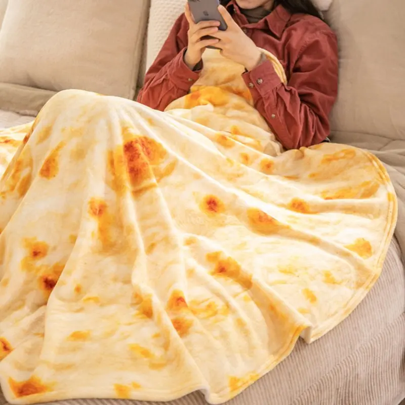 Funny Mexican Burrito Blanket, Flannel Soft Cozy Throw, Perfect Gift for All Seasons, Ideal for Nap, School, Office, Home, Picnic, Travel
