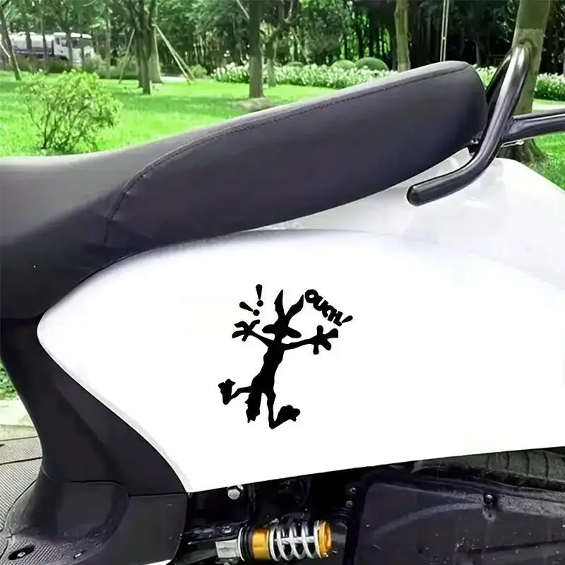 Cartoon Wolf Wall Sticker, Reflective Repair Decal 'oum!', Matte Finish, Irregular Shape, Self-Adhesive Waterproof PVC, for Cars, Trucks, Laptops, Bumpers, Windows, Metal Surfaces