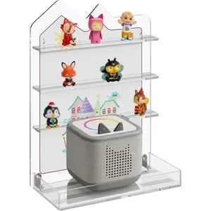 NIUBEE Magnetic Acrylic Tonie Shelf - Wall Mounted Storage for 26-30 Tonies, Clear Floating Display with Charging Hole for Toniebox 1st & 2nd Gen, for Kids Bedroom Playroom (Clear)