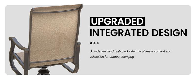 Amopatio Modern Patio Swivel Chairs Sets, Outdoor Dining Chairs with Back, All-Weather Swivel Rocker Chair for Poolside/Garden/Porch/Deck