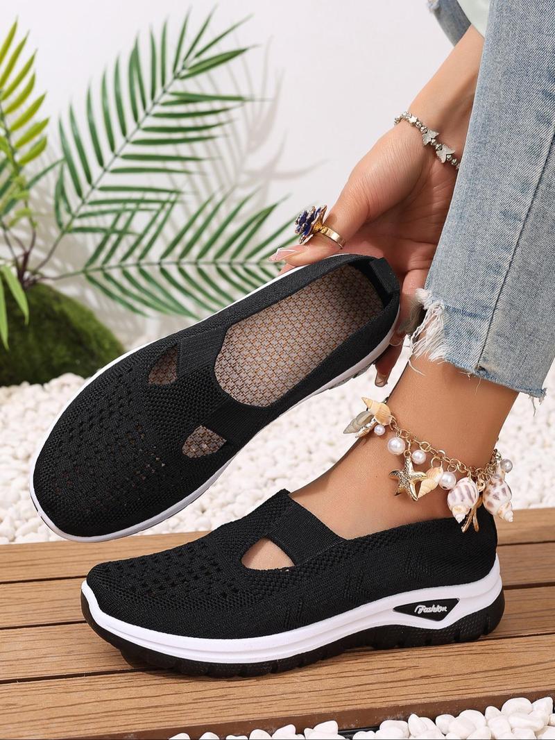 Women's Fashionable Plain Color Shoes, Casual Comfortable Breathable Shoes, Lightweight Slip Ons Breathable Shoes for Daily Wear