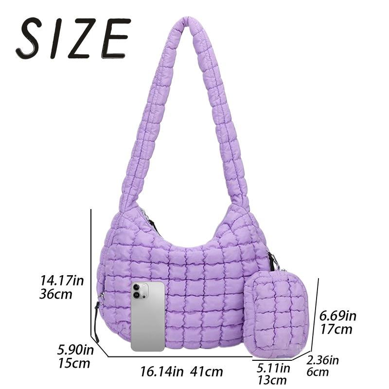 Lightweight Quilted Puffer Tote Bag for Women Practical Medium Bag Shoulder Crossbody Bags for Gym & Travel