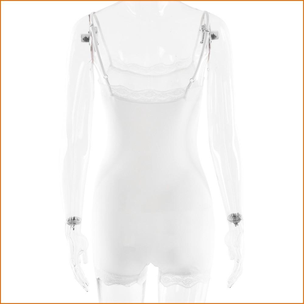 KODA & CO 04 New Lace-Trim Spaghetti Strap Backless Bodycon Sexy Yoga Workout Bodysuit