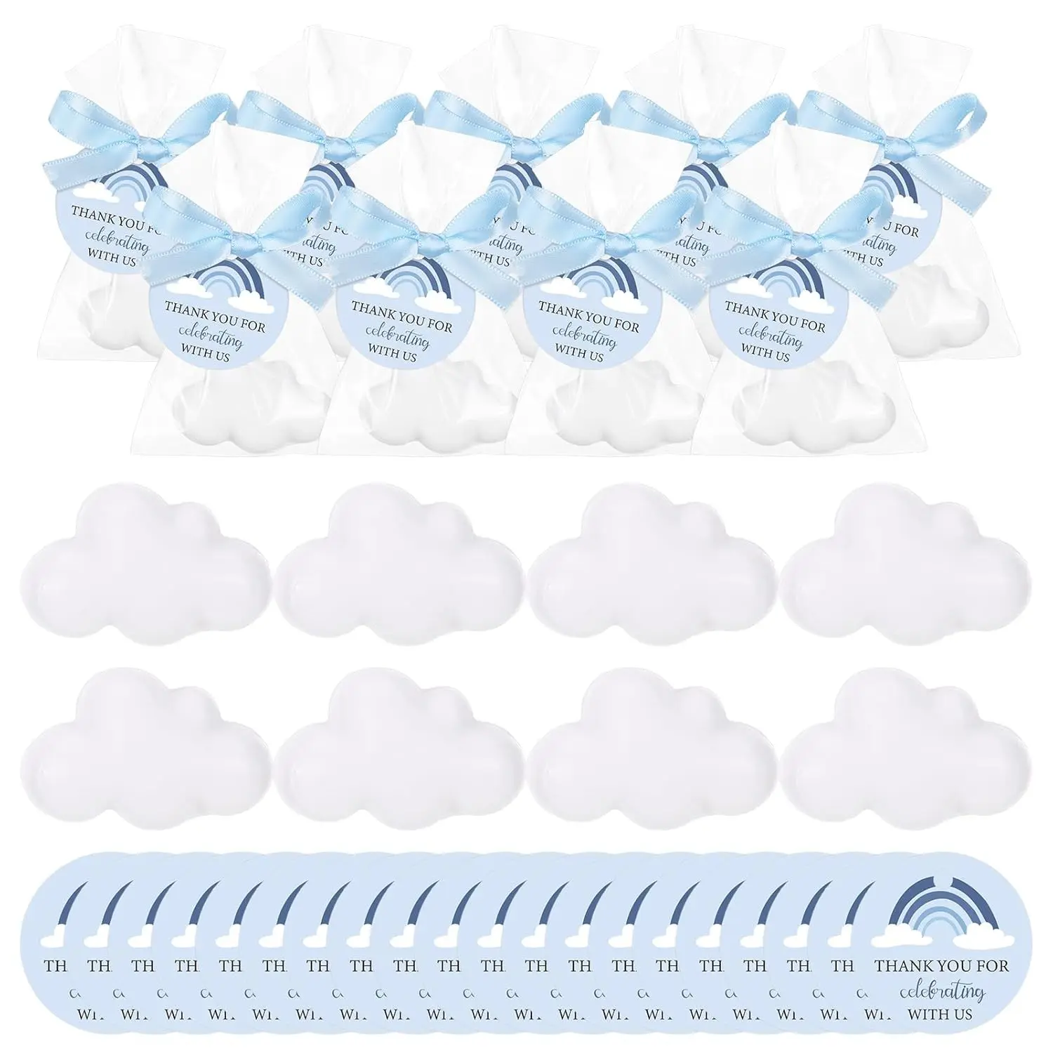 30 Pcs Tea Tree Baby Soap Set, Elegant Baby Shower Soap Favors, for baby welcoming, newborn birthday, gender reveal, 1.16 Oz (White)