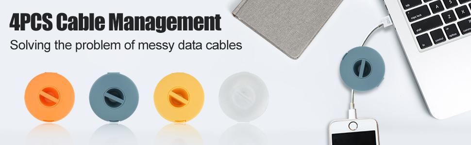 SICANDAENHK Say goodbye to tangled cords!This 4-pack flexible cable management set features a round retractable design, 4 stylish colors, and works great for headphones, chargers, and small wires anywhere🔌