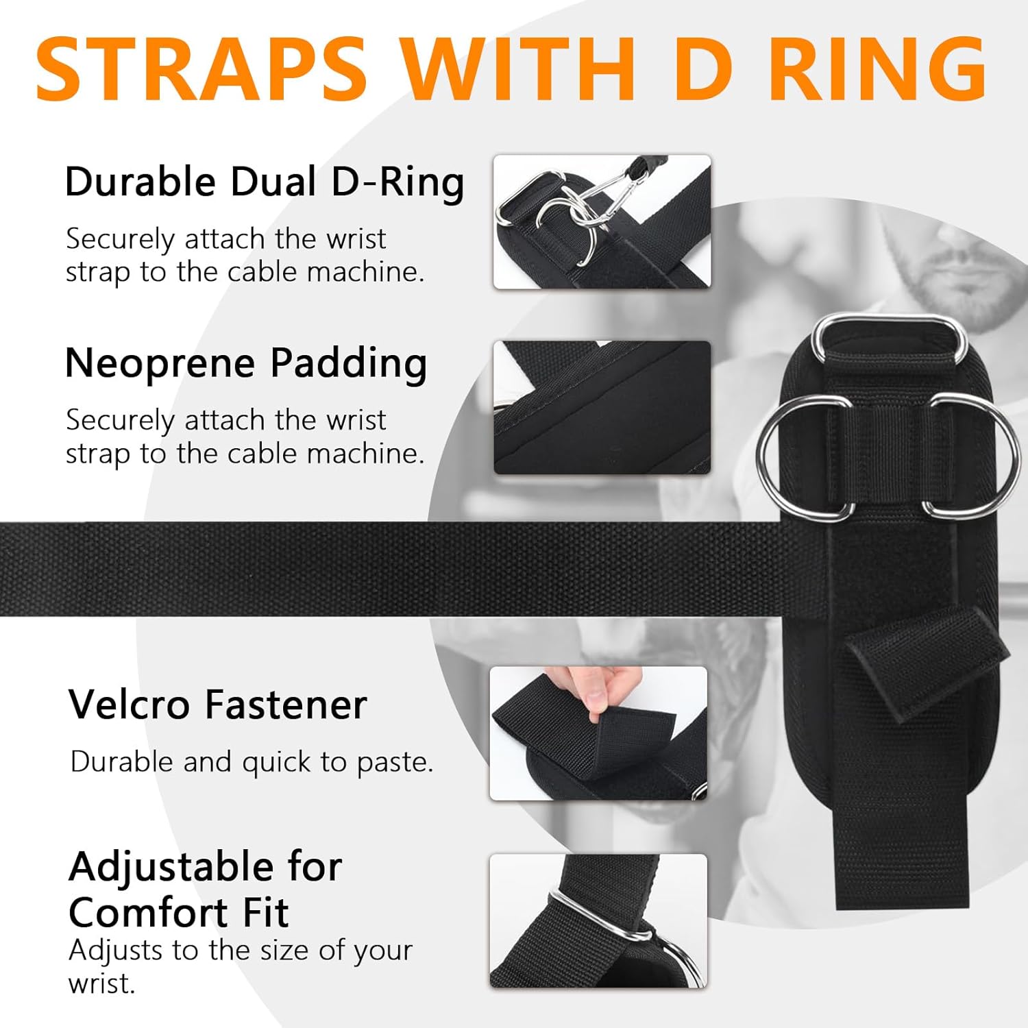 Weight Lifting Straps,Lifting Wrist Straps,Weight Straps,With D-Rings,Wrist Wraps for Weightlifting,for Men and Women for  Machines,Deadlifts,Snatches,Pull-Ups