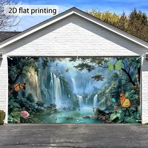 Outdoor Background Cloth for Parties and Weddings, Easy Installation Waterfall Style, Durable Garage Door Backdrop, Home Decor