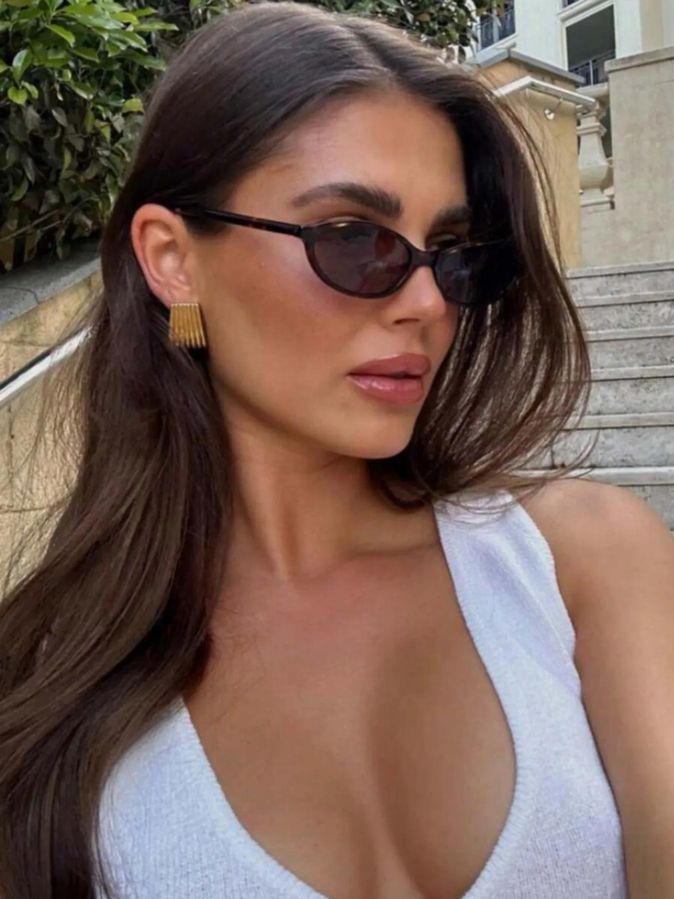 Vintage Cat Eye Frame Sunglasses, Trendy Casual Tinted Lens Sunglasses for Women, Fashion Accessories for Everyday Use and Outdoor Activities, Modern Trendy Sunglasses