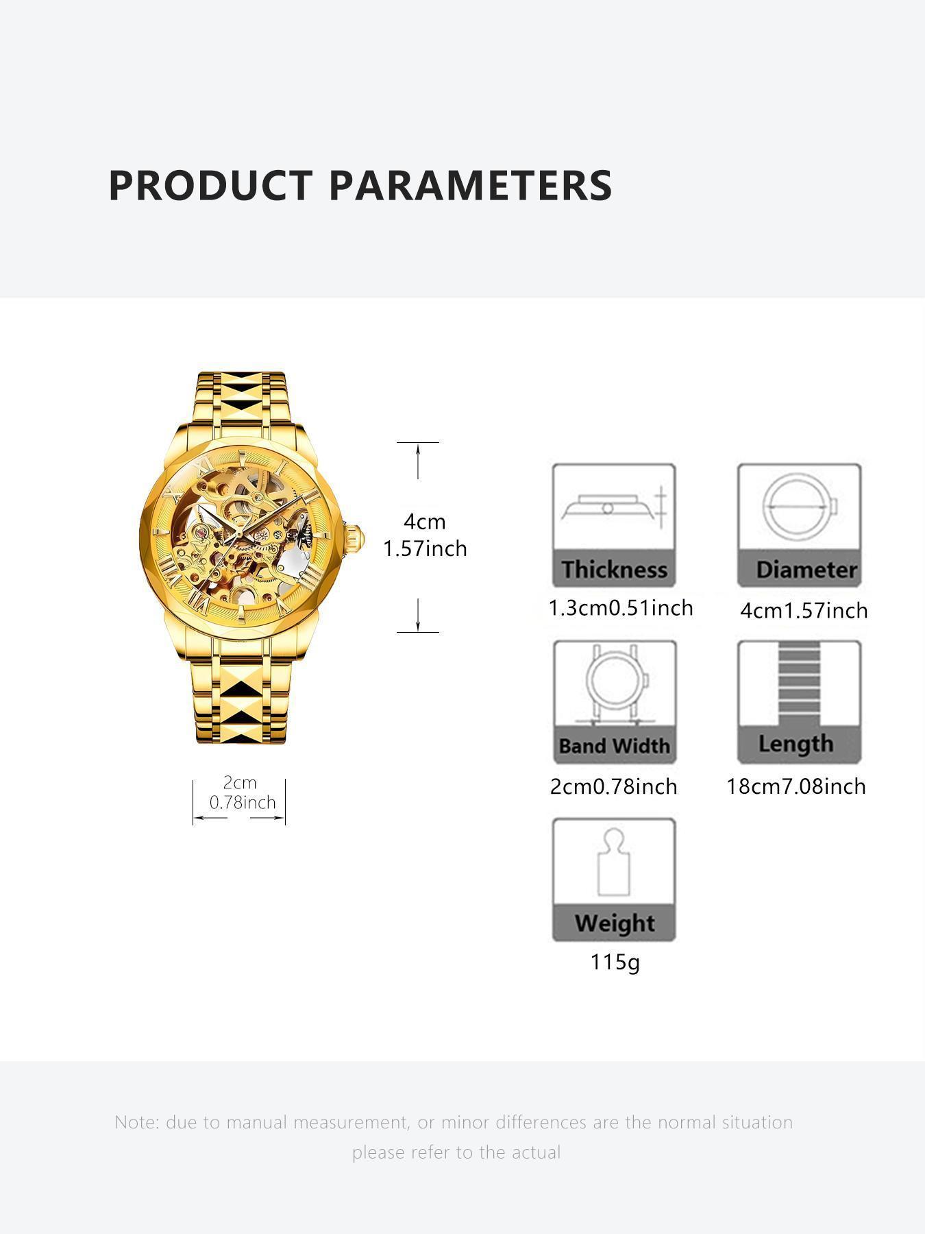 Men's Business Fashion Hollow Out Design Mechanical Watch, Fashion Watch for Party, Daily Clothing Decor, Trendy All-match & Exquisite Watch for Birthday Gift with Box