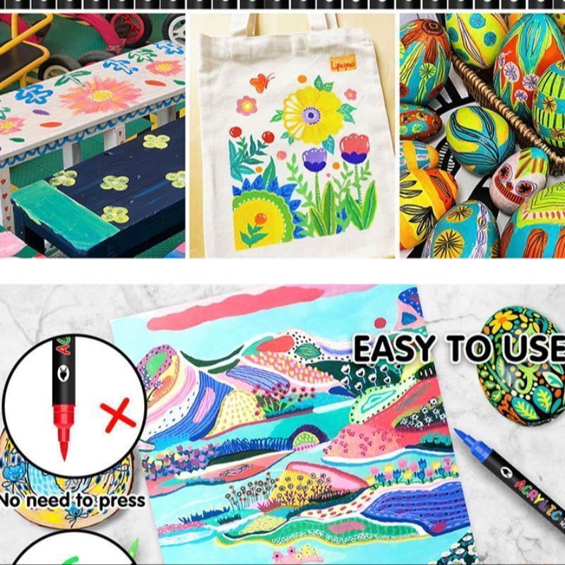 Acrylic Paint Marker Pen Set, 1 Set 12/24/36pcs Double Tip Double Color Quick Dry Waterproof Acrylic Paint Drawing Marker Pen, Crafts Art Supplies for Rock Painting, Wood, Canvas, Stone, Glass #GLOBAL PICKS Acrylic Paint Marker Pen Set, 1 Set 12/24/36pcs Double Tip Double Color Quick Dry Waterproof Acrylic Paint Drawing Marker Pen, Crafts Art Supplies for Rock Painting, Wood, Canvas, Stone, Glass #GLOBAL PICKS