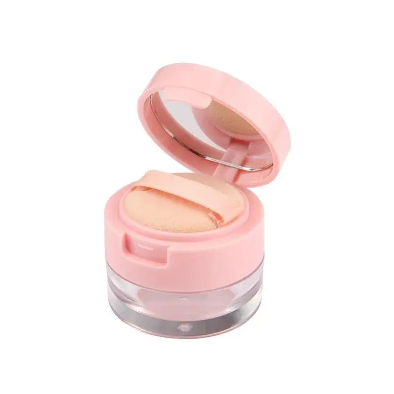 Compact Travel Powder Container Tool with Built-in Mirror & Puff, Lightweight Leak-Proof Home Organizer Storage Jar for Loose Powder, Blusher, Daily Makeup & Outdoor Travel, Ideal Female Gift Cushion Boxes