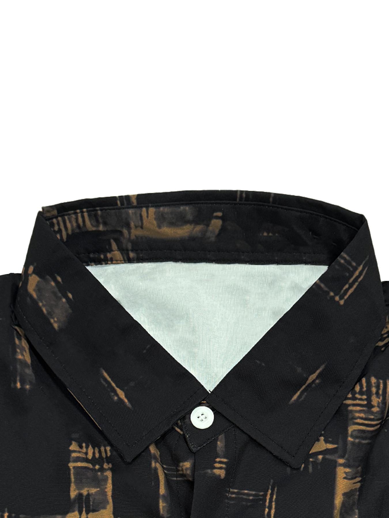 Men's All Over Print Button Front Shirt, Casual Regular Fit Long Sleeve Collared Top for Daily Wear, Fashion Men's Clothes for All Seasons