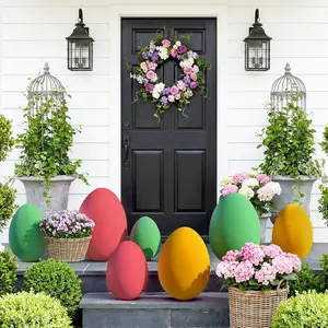 Zesua Easter Decorations - Set of 3 Flocked Easter Eggs - Spring Home Decoration for Tables Centerpieces - Easter Decorating Eggs for Home Indoor Decor for Mantel, Living Room, Bedroom, Office (Pink)