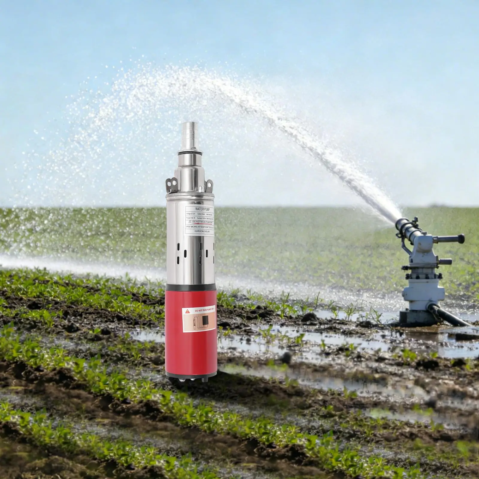 Stainless Steel DC12V Power Submersible Well Pump - 180W Copper Component, 15m/590.55in Lift, 1.5m3/396.26gal/h Flow Rate, 3.3kg/7.28lbs, for Farms, Rivers Use, Submersible Pump