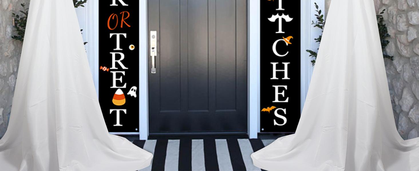 2Packs Halloween Decorations Outdoor, Spooky Halloween Ghost Decor with Remote String Lights Battery Operated, Easy to Assemble Ghost Decorations for Front Porch Yard