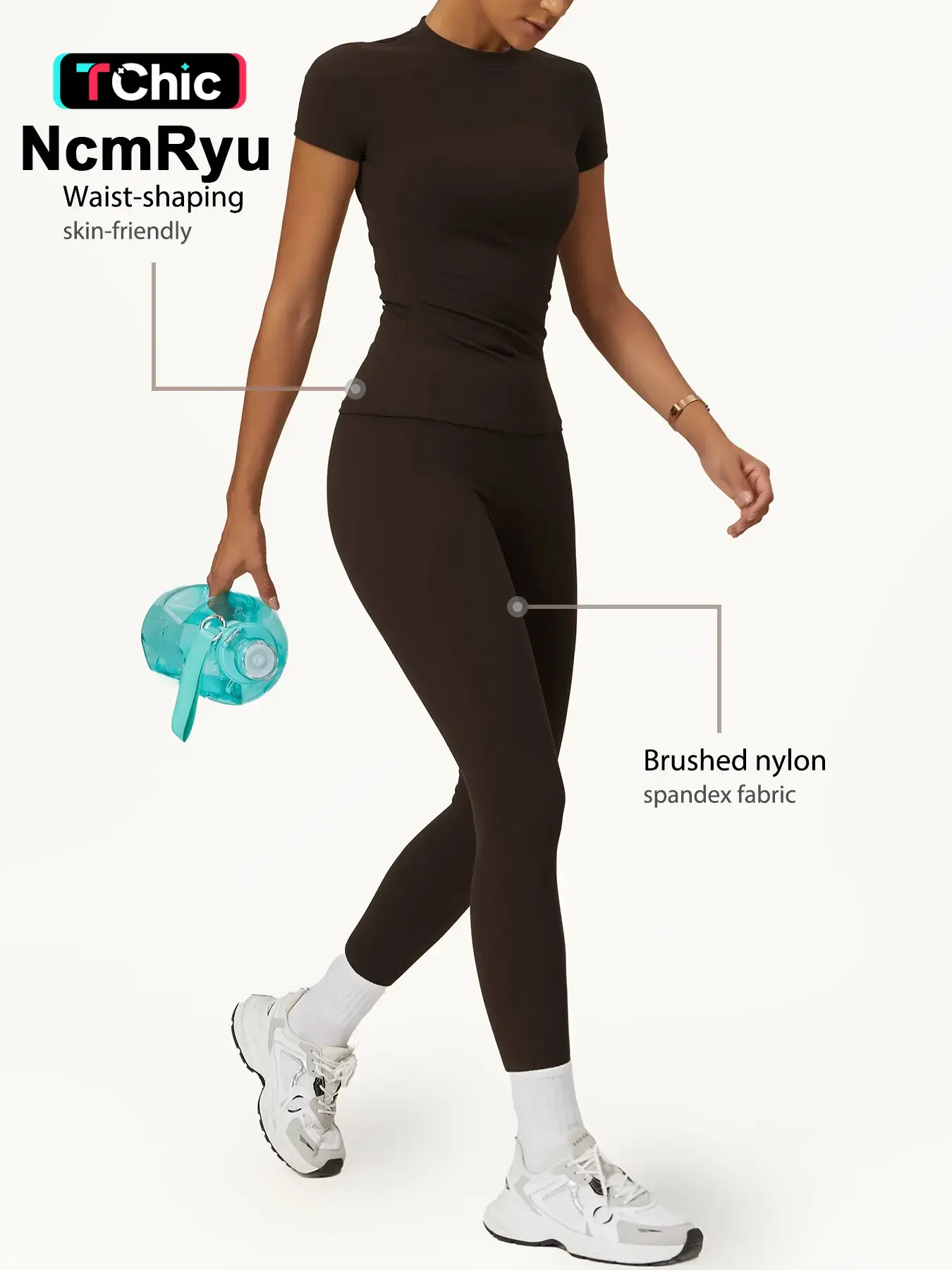 2PCS Women Quick Dry  Yoga Set Workout Sportswear Gym Clothing Fitness Short Sleeve Top High Waist Leggings Sports Suits