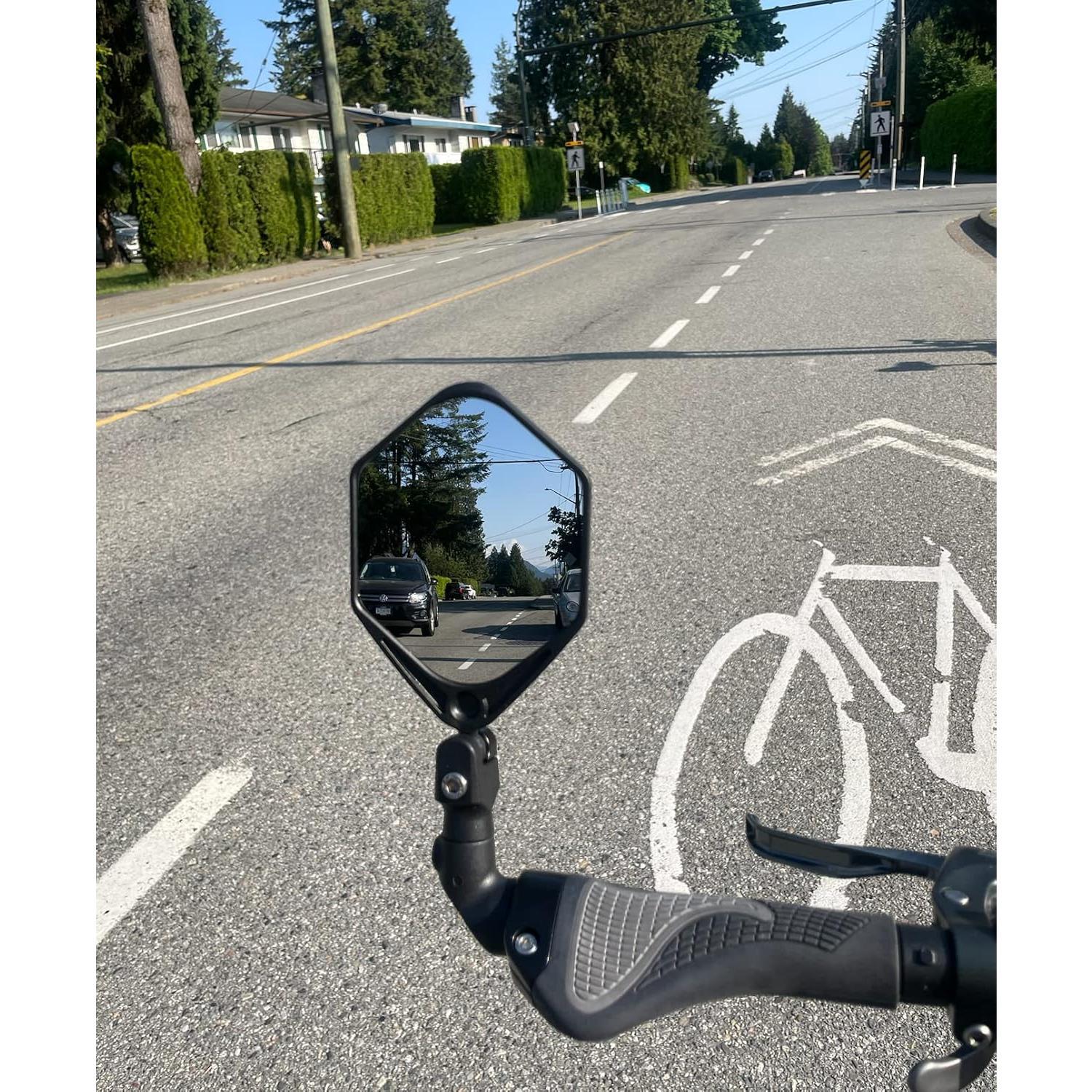 Bar End E- Mirror, Large Surface Handlebar  Mirror,  Automotive Grade Glass  Mirror, Safe Blast-Resistance Cycling Mirror (HF-M904-FR08) ( Glass)