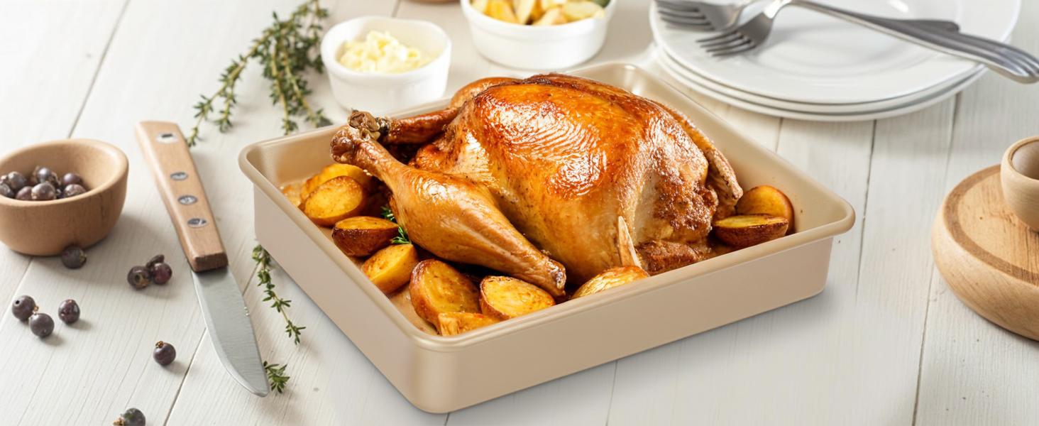 Baking Pans Set, Nonstick Stackable Bakeware Sets, Oven Pans for Cooking 6 Pieces Baking Sheets Set Including Cookie Sheet, Deep Roaster Pan, Square Pan, Loaf Pan, Muffin Pan, Carbon Steel