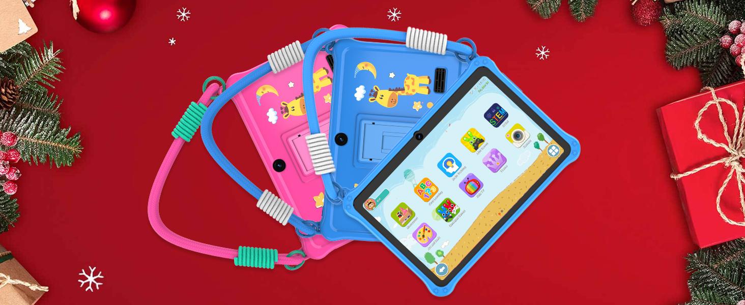 7 inch Tablet with Lanyard, 32GB Toddler Tablet Android 13 with WiFi, Dual Camera, Education, Games, Software Pre-Installed, Parental Control, Blue 7 inch Tablet with Lanyard, 32GB Toddler Tablet Android 13 with WiFi, Dual Camera, Education, Games, Software Pre-Installed, Parental Control, Blue