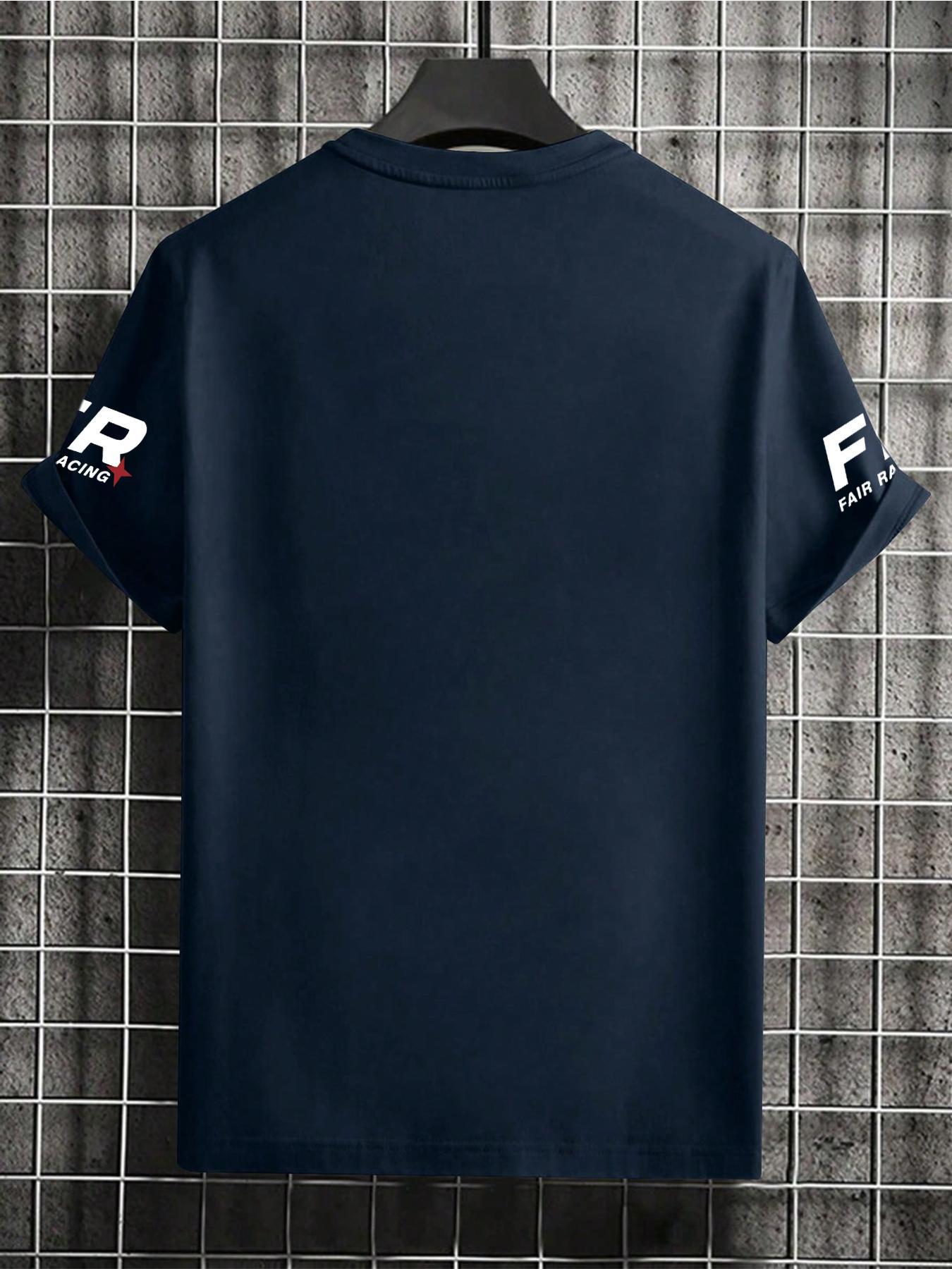 Unisex's Letter & Number Print Round Neck Tee, Regular Fit Casual Short Sleeve Crew Neck T-shirt for Daily Wear, Casual Graphic Design, Crewneck Streetwear, Casual Stylish Tee, Casual Style Tee