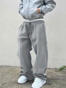 men's solid pocket drawstring waist sweatpants, loose casual comfy jogger pants for fall & winter, men's trousers for daily wear