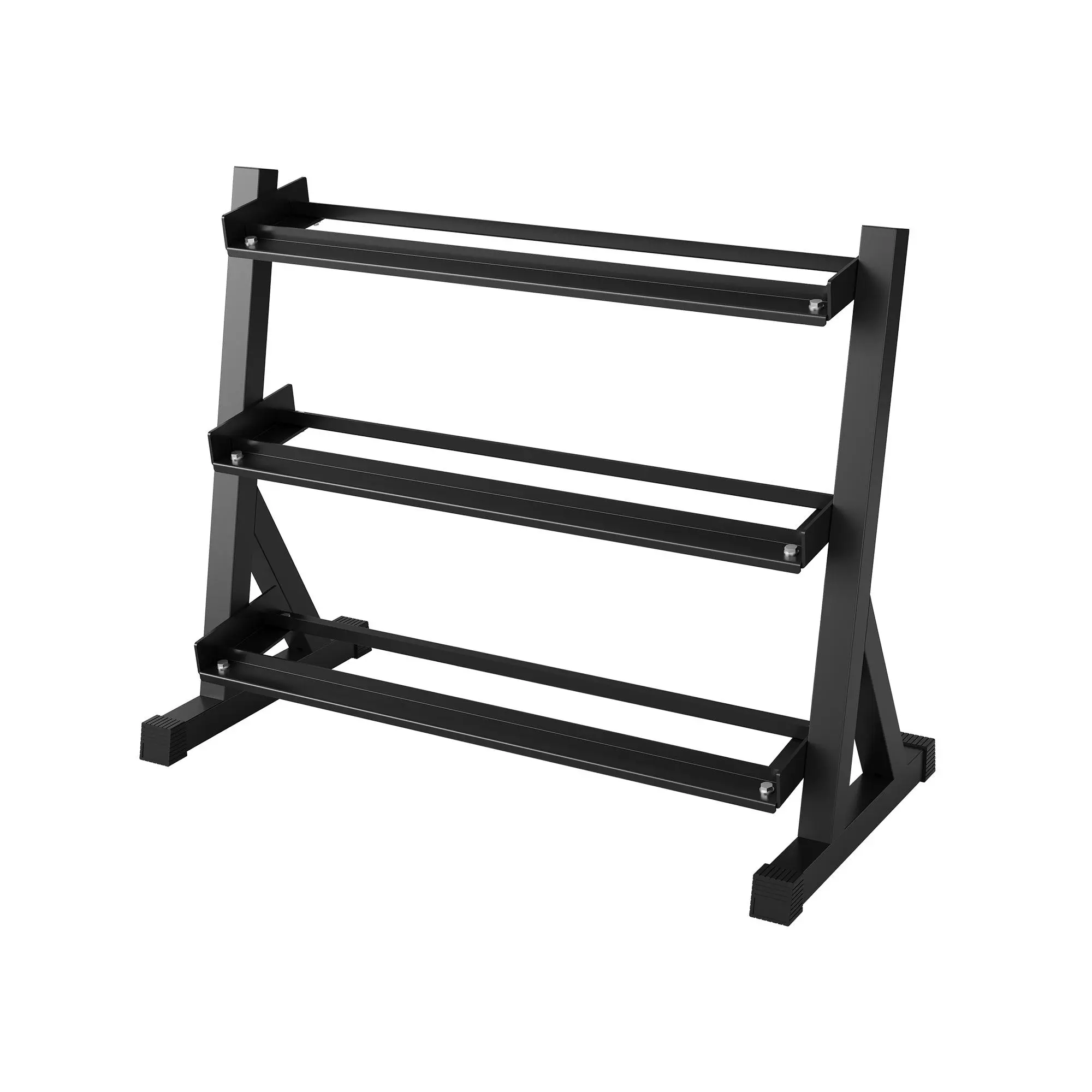 3-Tier Dumbbell Rack – Heavy Duty Space-Saving Steel Weight Storage Shelf – Non-Slip Base, Rubber Guards, Holds 5 or 6 Pairs Hex Dumbbells – Sturdy Organizer for Home Gym, Black