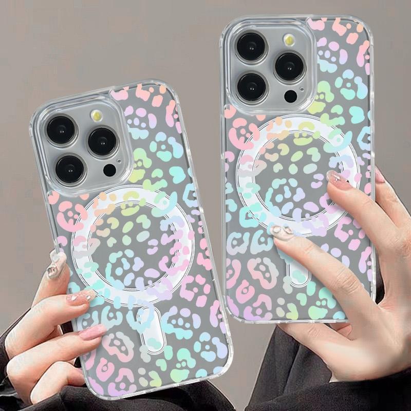 Leopard Print Clear MagSafe Protective Casing, Slim Magnetic Shockproof Phone Cover with Protection, Multi-Model Fit for iPhone 17 ProMax, 17 Air, 16 Plus, 15, 14, 13, 12, 11 - Handheld Mobile Phone Accessory (HMG37)