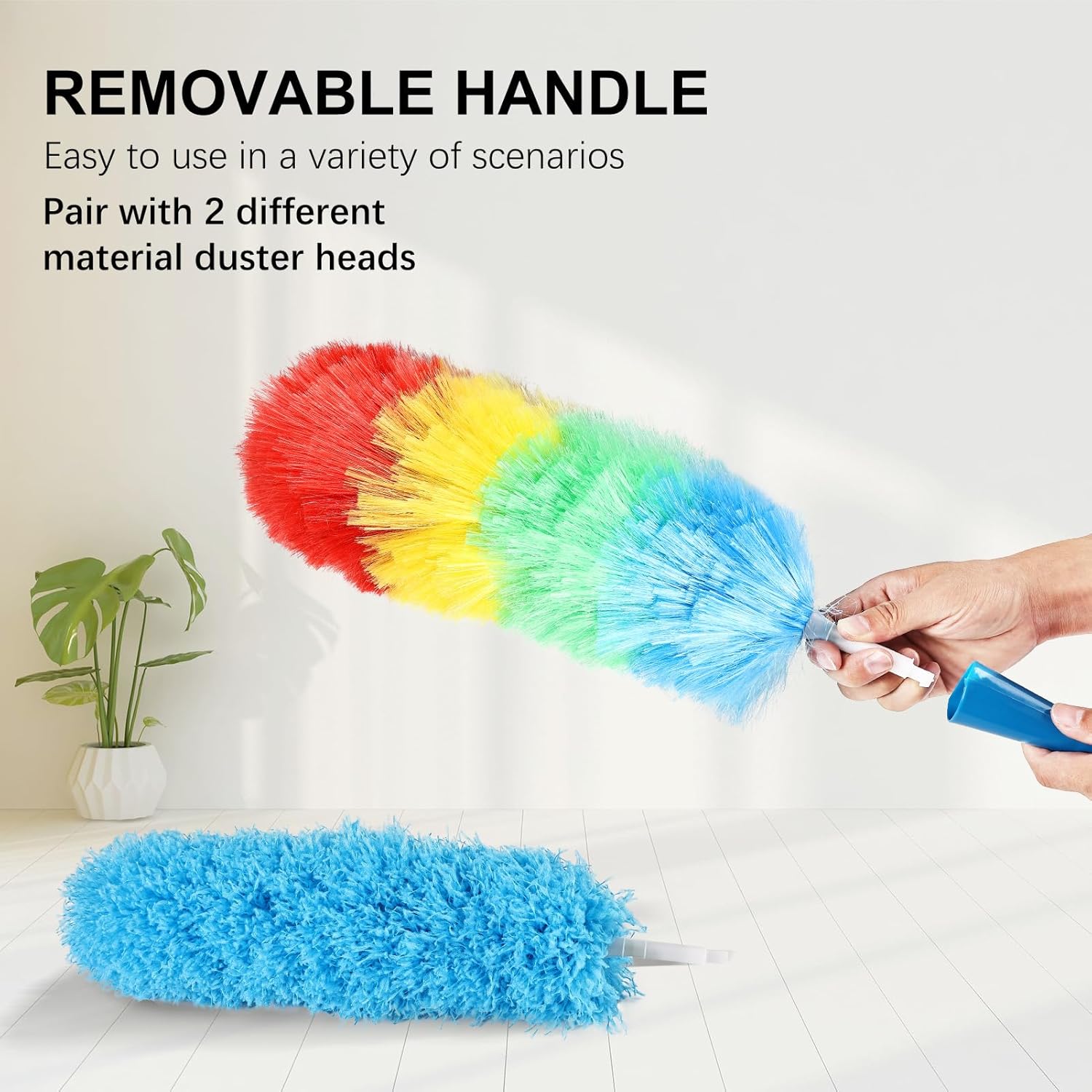 Rainbow Static Duster 24inch  Microfiber Electrostatic Dusters with 2 Beandable and Washable Duster  for Cleaning , Office,