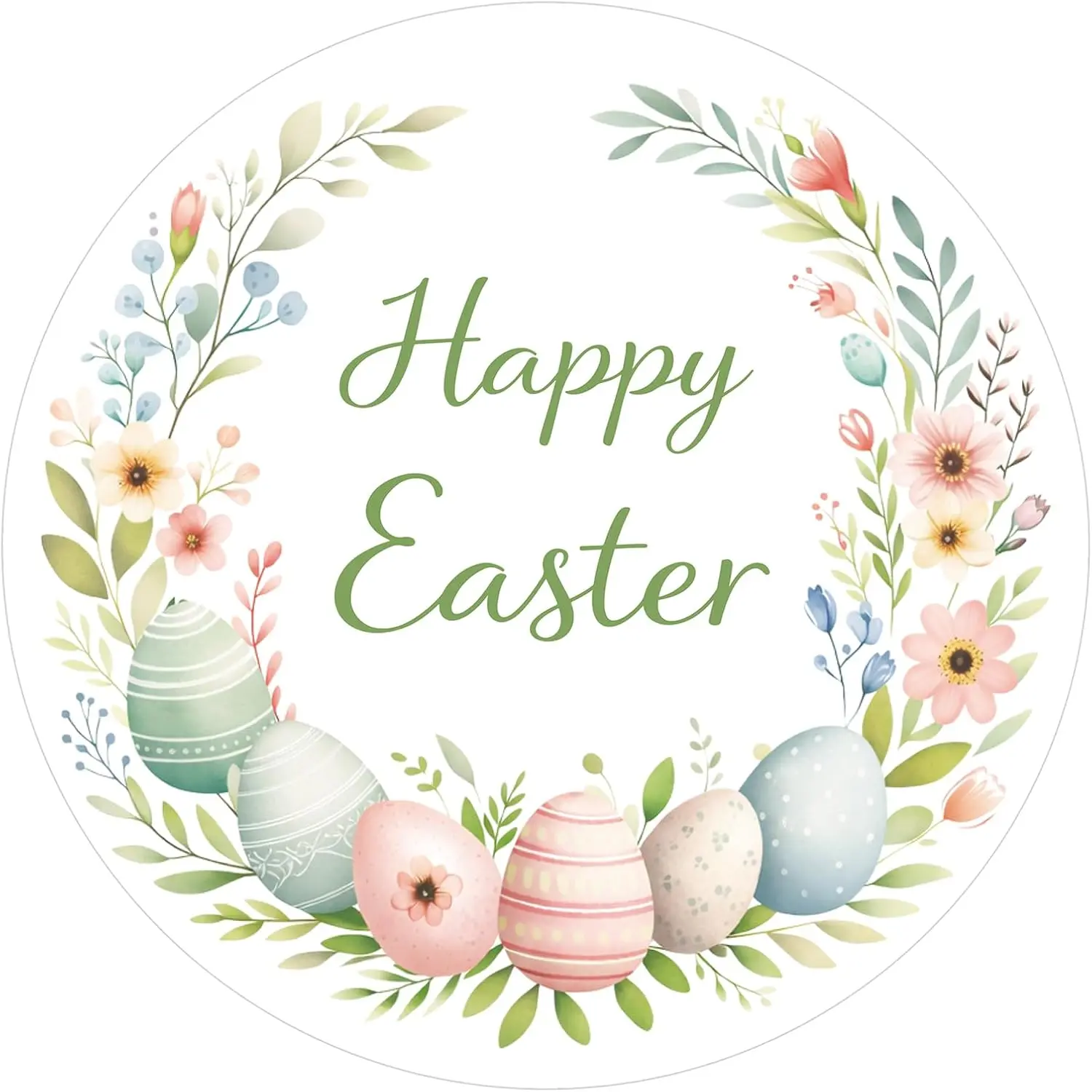 Happy Easter Stickers 2 Inch Easter Egg Stickers 60 count Large Round Self-Adhesive Spring Sticker for Envelope Seals Cards  Wrapping (Happy Easter)