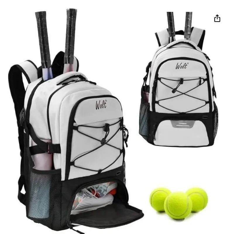 Athletic Backpack for Tennis & Badminton, Unisex Water-Repellent Oxford Fabric with Dedicated Racket Slots & Ventilated Shoe Pocket, Water Resistant