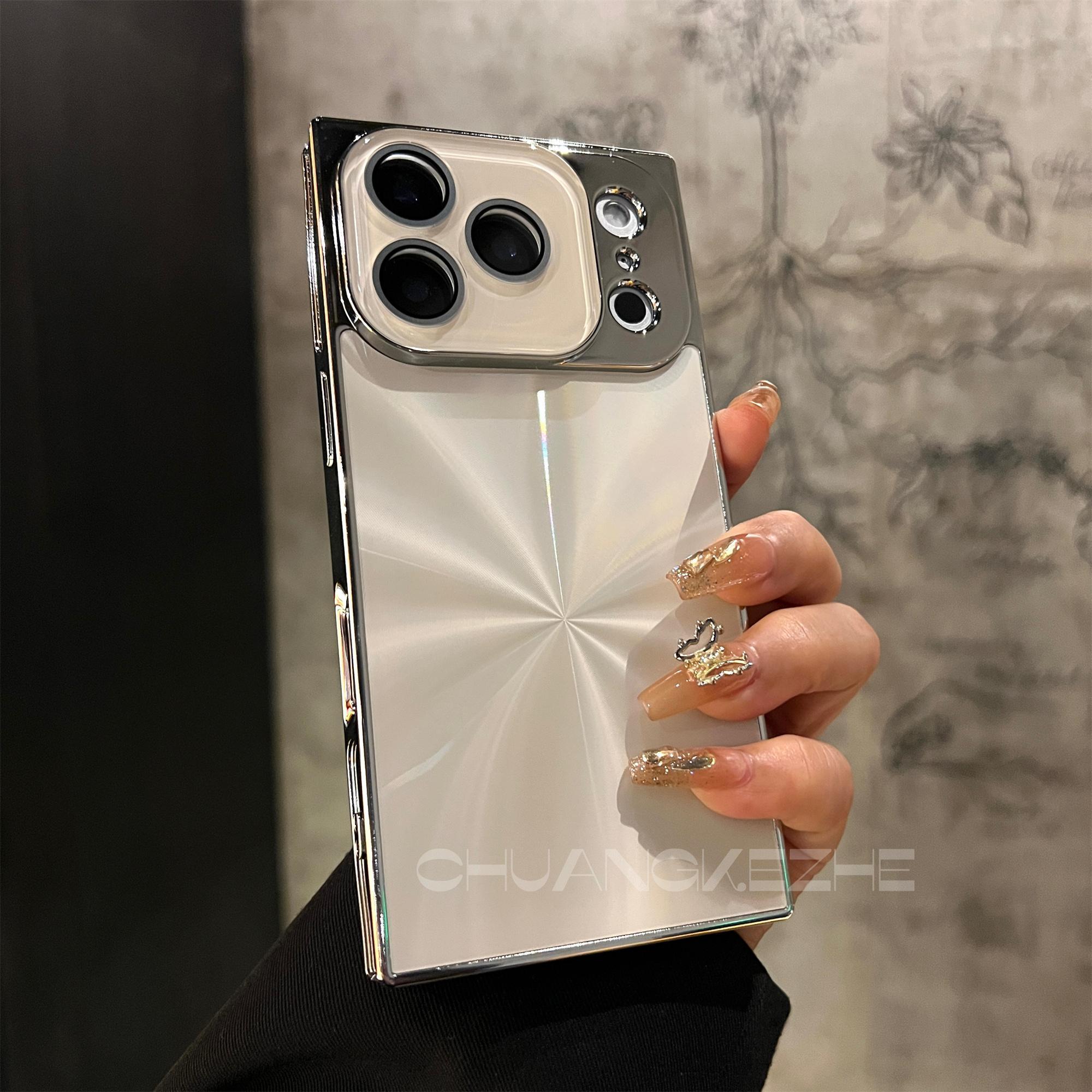 High-quality Square Aurora Electroplated Frame Case for iPhone 17 Pro Max 16 15 14 13 with HD Lens Protector & Crystal-Clear Camera Protection Casing Cellphone Protective  Smartphone Cover