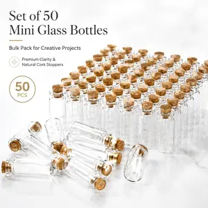 50 Pack Mini Clear Glass Vials With Natural Cork Stoppers Tiny Glass Jars For DIY Crafts Wedding Favors Sand Samples Spices Jewelry Storage