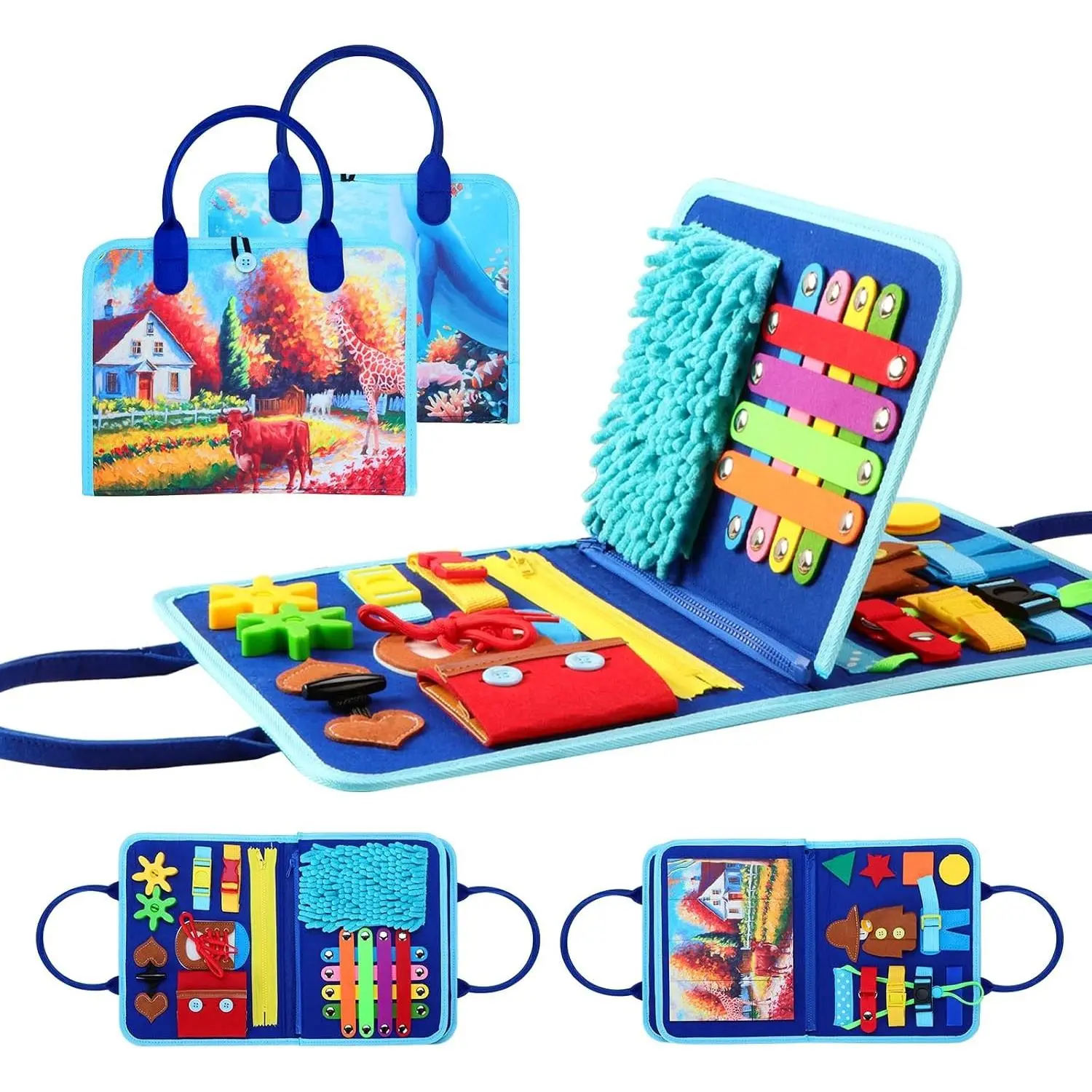 Fidget Blanket for Adults with Dementia - Multi-Use Busy Sensory Board, Alzheimer's Products, Gift for Seniors, Elderly, and Children with Autism